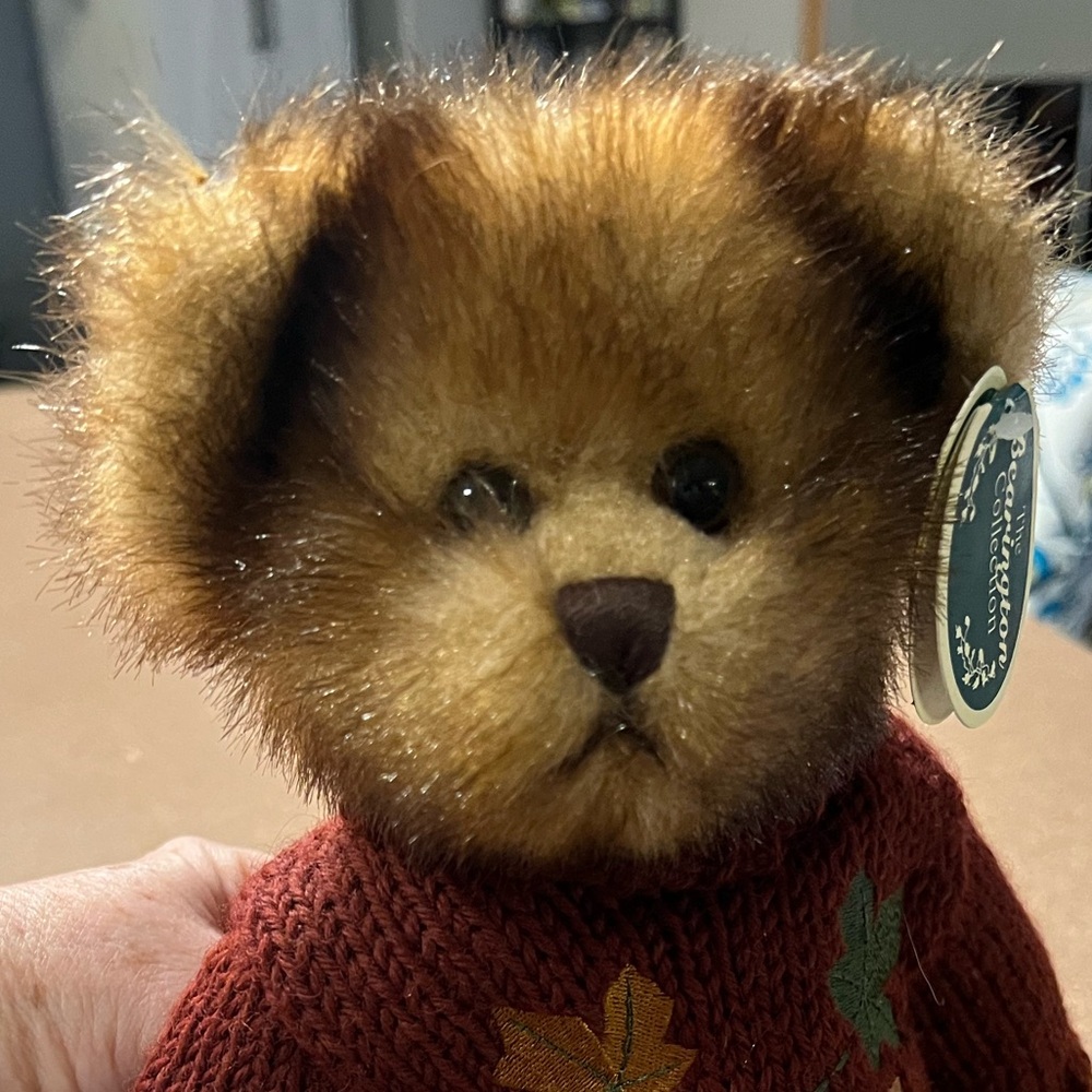 Bearington Collection Plush Bear with Red Sweater and Tan Pants